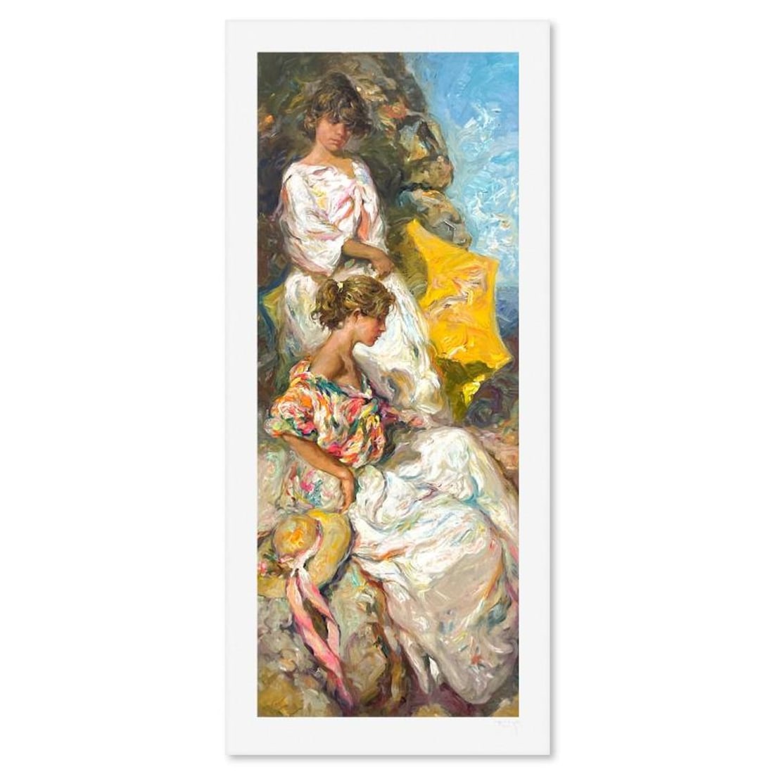 Royo, "Junto al Mar" Limited Edition Printer's Proof Serigraph (45" x 18"), Numbered and Hand Signed: Junto al Mar is a limited edition printer's proof serigraph on paper by Royo, numbered and hand signed by the artist. Includes Letter of Authenticity. Measures approx. 50" x 23.5" (border), 45" x 18" 