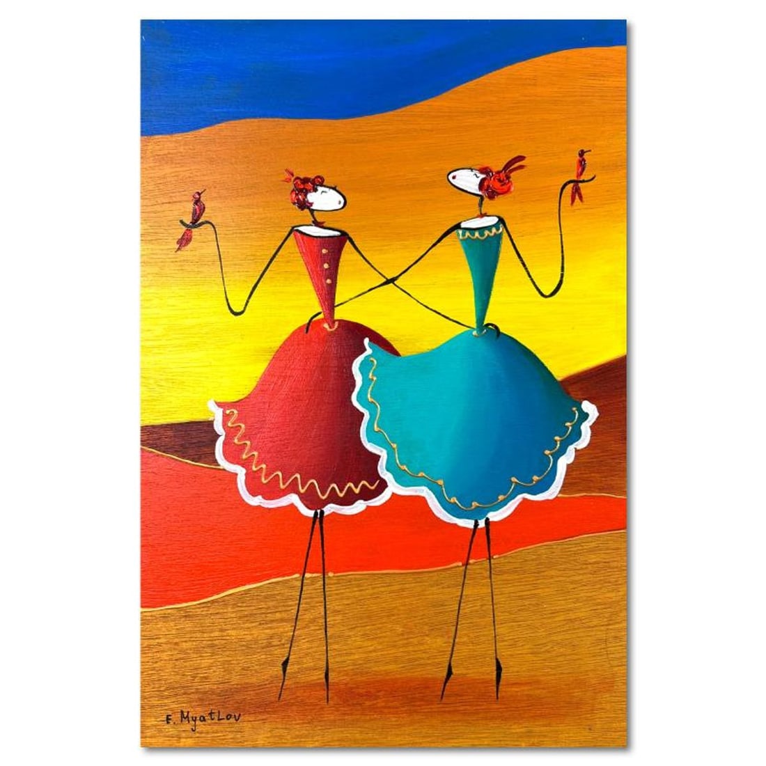 Ester Myatlov, Hand Signed Original Painting on Wood Panel with Letter of Authenticity.: This is an original painting oil on wood panel by Ester Myatlov. Hand signed by the artist, this piece comes with a letter of authenticity. Measures approximately 12" x 8" (image).