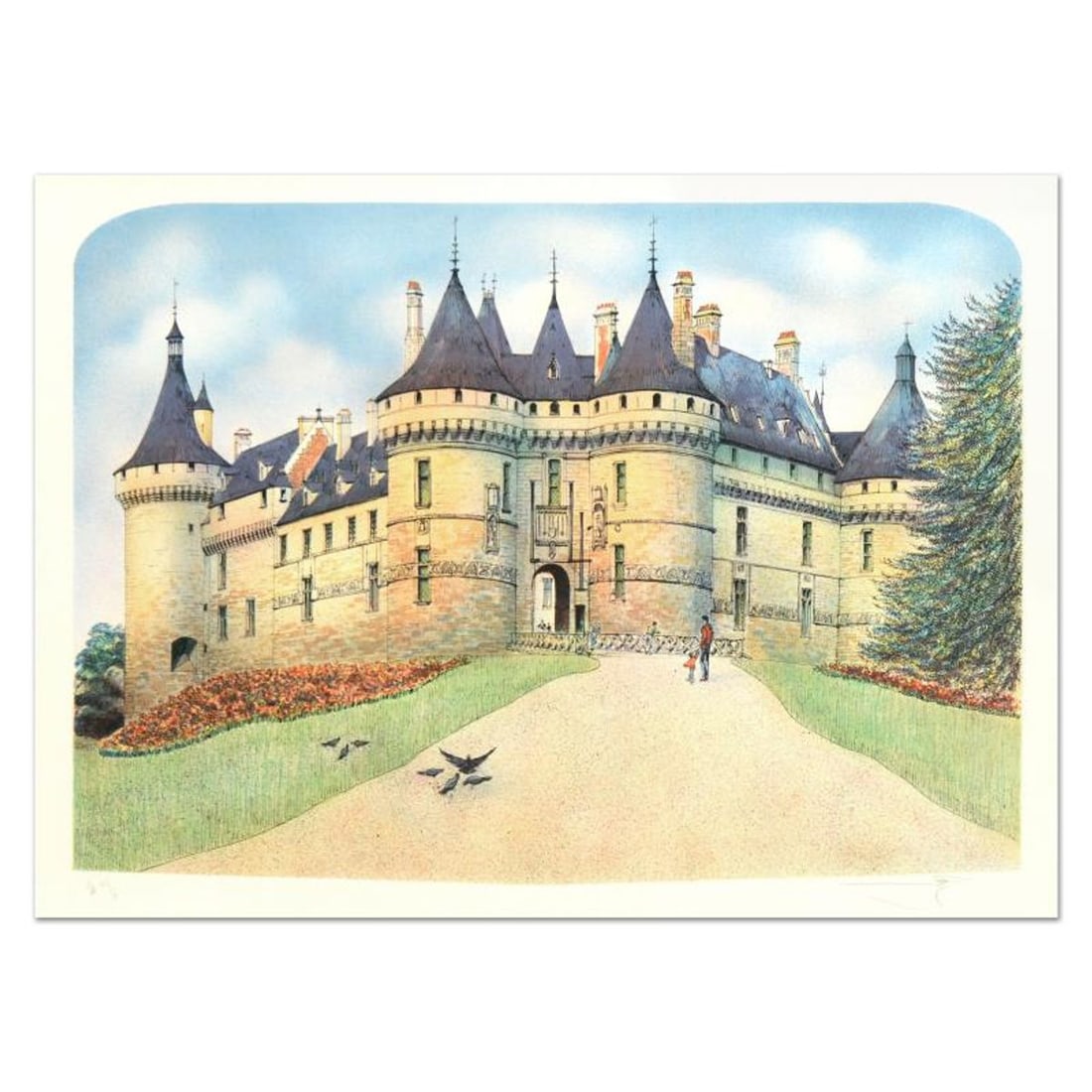Rolf Rafflewski, "Chateau de Chaumont" Limited Edition Lithograph, Numbered and Hand Signed.: Chateau de Chaumont is a limited edition lithograph on paper by Rolf Rafflewski, numbered and hand signed by the artist! Measures approx. 29.5" x 21" (border). 27" x 19" (image). Reference#: 93279.