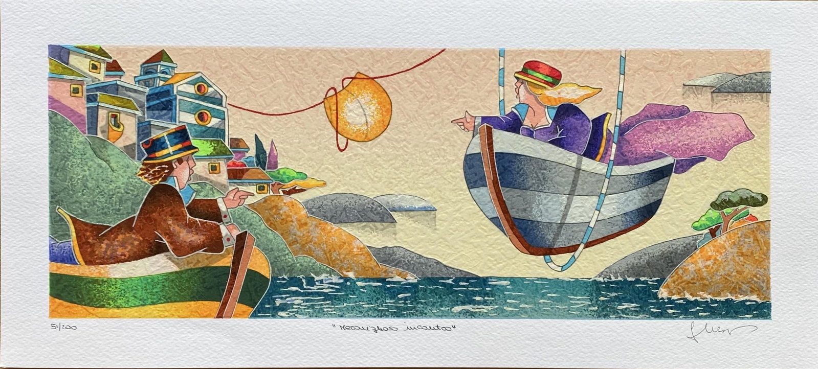 Francesco Nesi- Original Serigraph on Paper "MERAVIGLIOSO INCANTO": Artist: Francesco Nesi. Medium: Original Serigraph on Paper. Title: MERAVIGLIOSO INCANTO. Size: 9" x 19.5". Signature: Hand Signed and Numbered by the Artist. Certificate of Authenticity: Is Included.