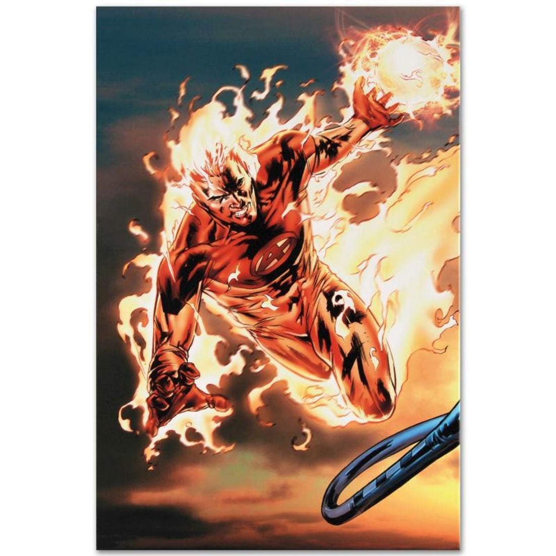 Marvel Comics "Ultimate Fantastic Four #54" Numbered Limited Edition Giclee on Canvas by Billy Tan: A piece of comic book history, this limited edition, from original art by Billy Tan, depicts a flaming Human Torch. Billy Tan grew up in Malaysia and moved to the United States in 1989 to study busine