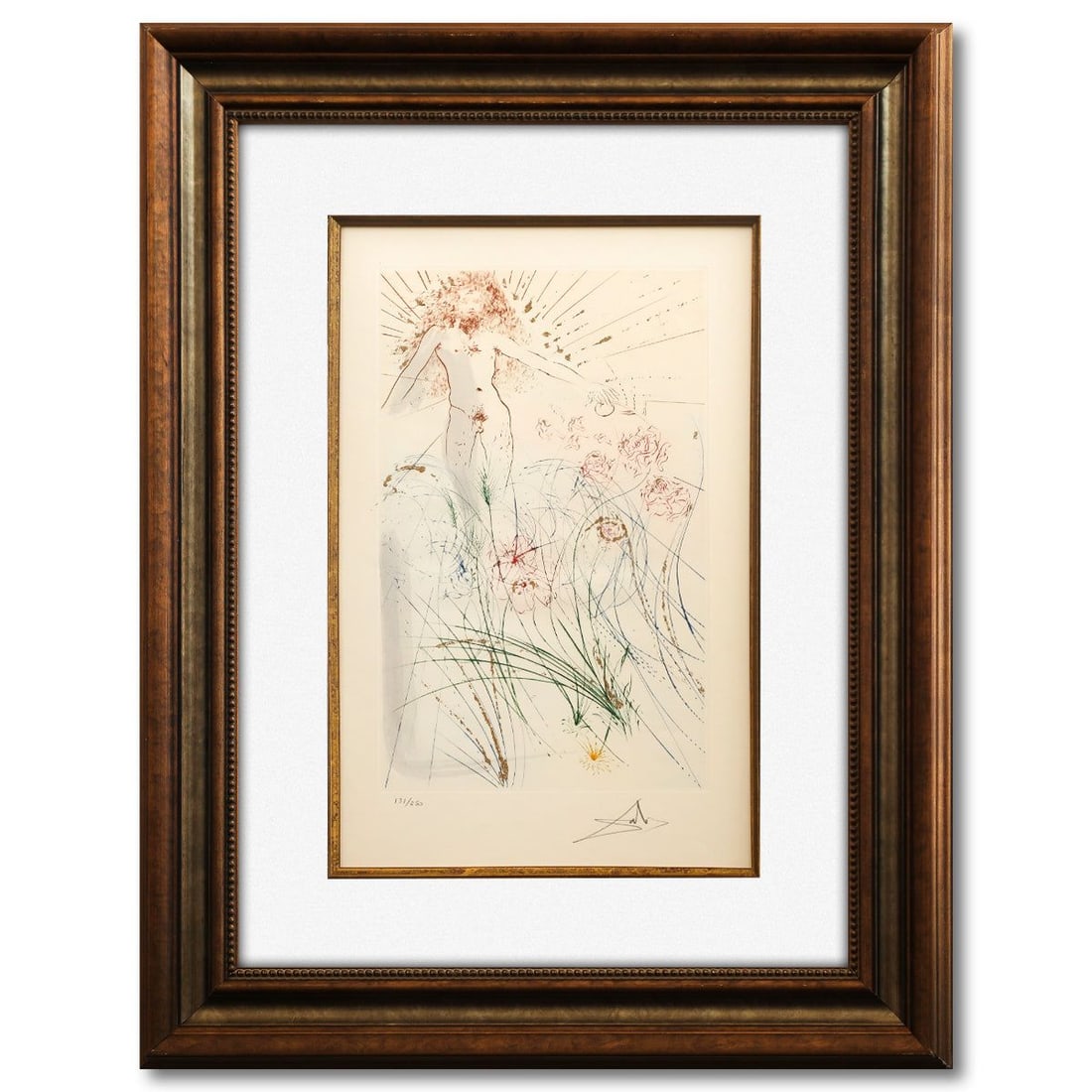 Salvador Dali- Original Lithograph "Return, O Shulamite from Song of Songs of Solomon portfolio": Artist: Salvador Dali. Medium: Original Lithograph. Title: Return, O Shulamite from Song of Songs of Solomon portfolio. Size: 20" x 13". Measures approx. 32" x 25" (framed). Signature: Hand signed and