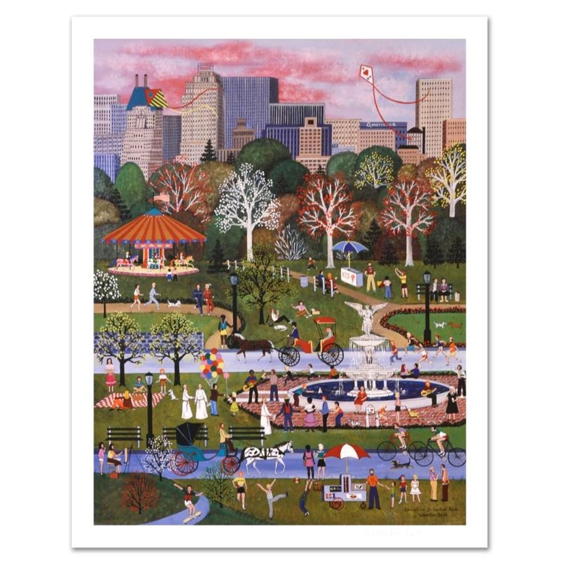 Jane Wooster Scott, "Springtime in Central Park" Hand Signed Limited Edition Lithograph with Letter: Springtime in Central Park is a limited edition lithograph on paper by Jane Wooster Scott. The piece is hand signed and numbered and comes with a letter of authenticity. Measures approx. 18.5" x 24.5"