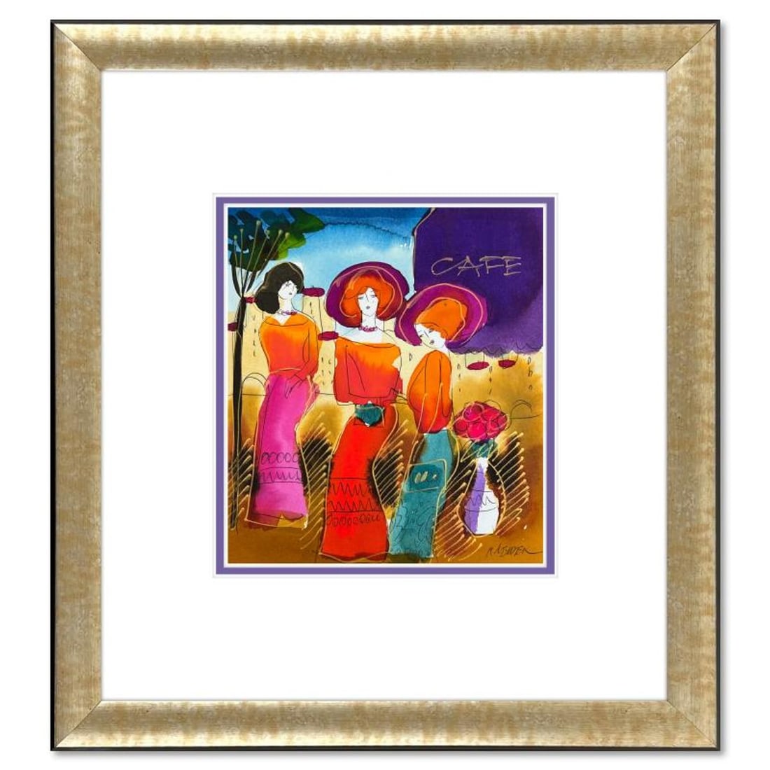 Moshe Leider, Framed Original Mixed Media Watercolor Painting, Hand Signed with Letter of: This is an original mixed media watercolor painting on paper by Moshe Leider. Hand signed by the artist, this piece comes custom framed and includes a Letter of Authenticity. Measures approximately 16