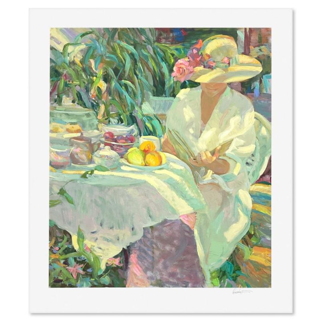 Don Hatfield, "Garden Solitude" Limited Edition Printer's Proof Serigraph, Numbered and Hand Signed: Garden Solitude is a limited edition printer's proof serigraph on paper by Don Hatfield, numbered and hand signed by the artist. Includes Letter of Authenticity. Measures approx. 37" x 31" (border), 3