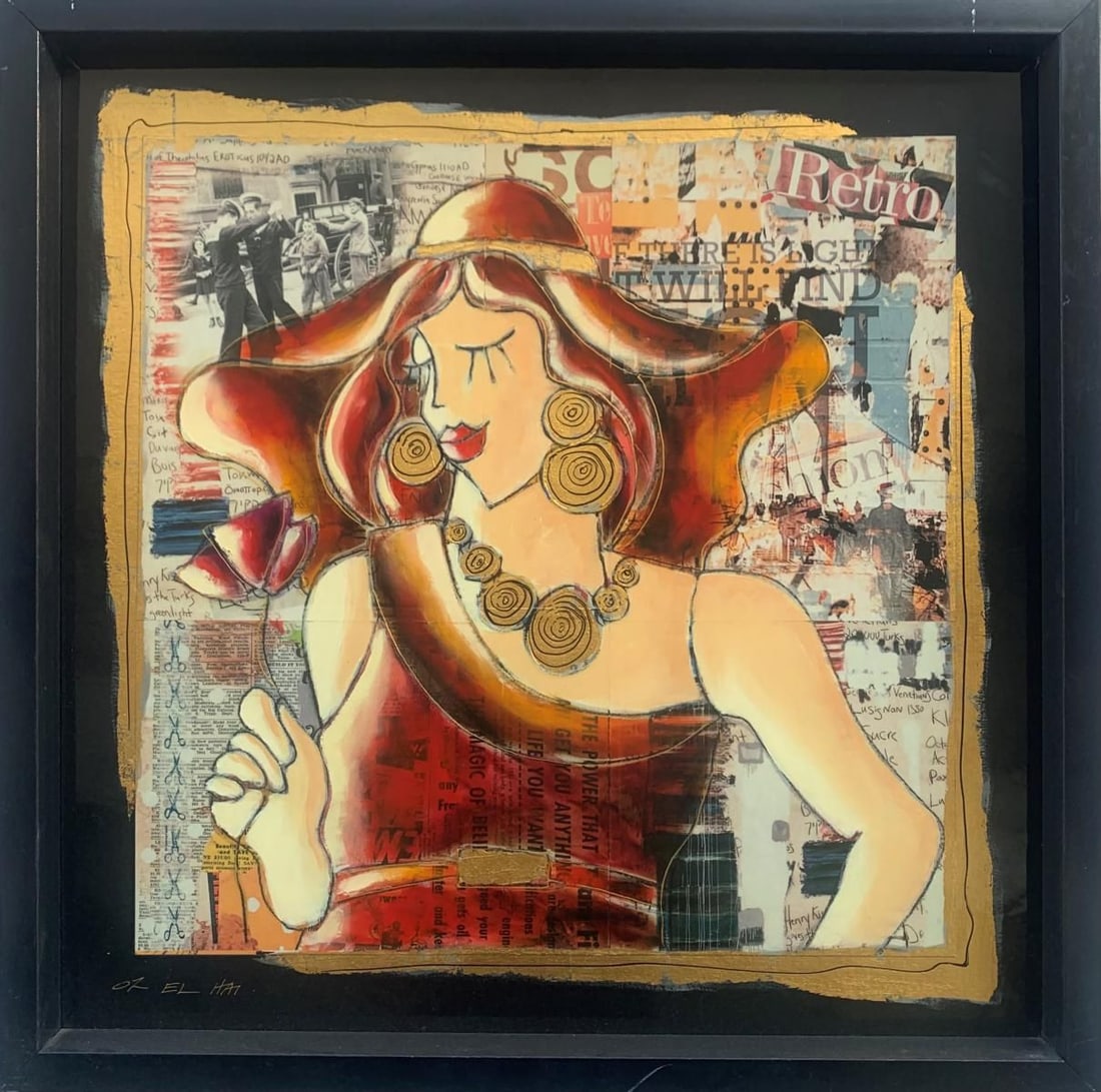 Oz El hai - Original on panel "Flower": Artist: Oz El hai . Medium: Original on panel . Title: Flower. Size: 24" x 24". Reference#: 25006.