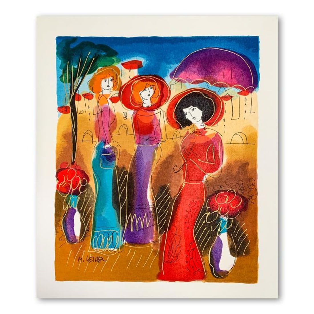 Moshe Leider, Hand Signed Limited Edition Serigraph on Paper with Letter of Authenticity.: This is a limited edition serigraph on paper by Moshe Leider. It is numbered and hand signed and includes a letter of authenticity. Measures approximately 9" x 7.5" (image). Reference#: 91409.