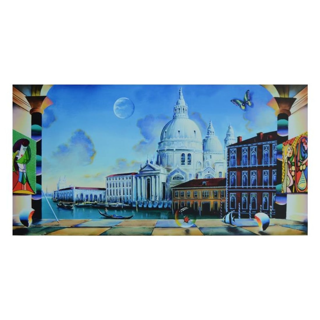 Ferjo, "Homage to Santa Maria & Picasso" Limited Edition on Canvas, Numbered and Signed with Letter: Homage to Santa Maria & Picasso is a limited edition giclee on canvas, bearing Ferjo's authorized signature. Includes Letter of Authenticity. Measures approx. 48" x 24" (image). This item requires