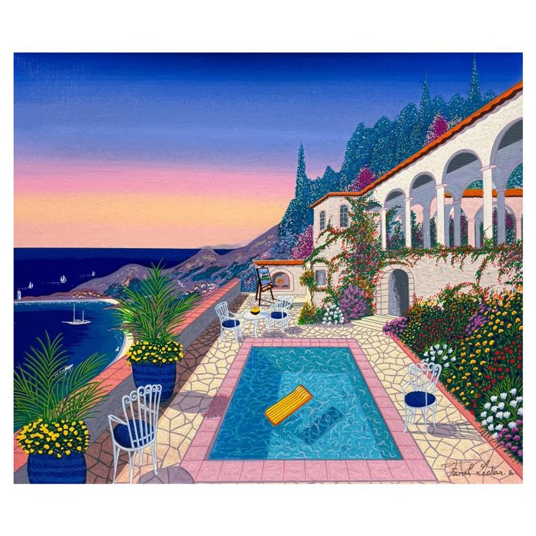 Fanch Ledan, "A View from the Studio" Limited Edition Serigraph on Canvas, AP Numbered and Hand: A View from the Studio is a limited edition serigraph on canvas by Fanch Ledan, AP numbered and hand signed by the artist. Includes Certificate of Authenticity. Measures approx. 12" x 14" (image).