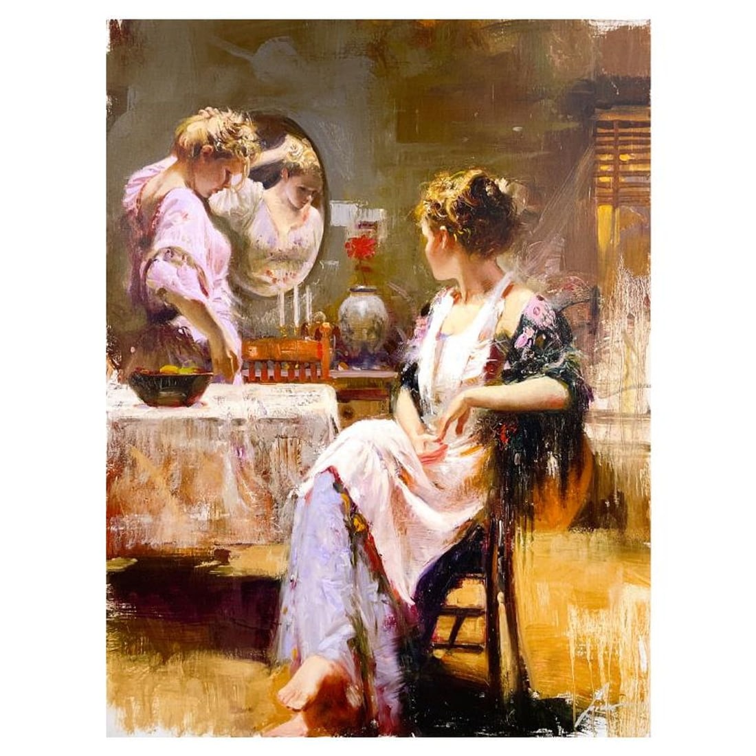 Pino (1939-2010), "Sisters" Limited Edition on Canvas, Numbered and Hand Signed with Certificate of (1 of 2)