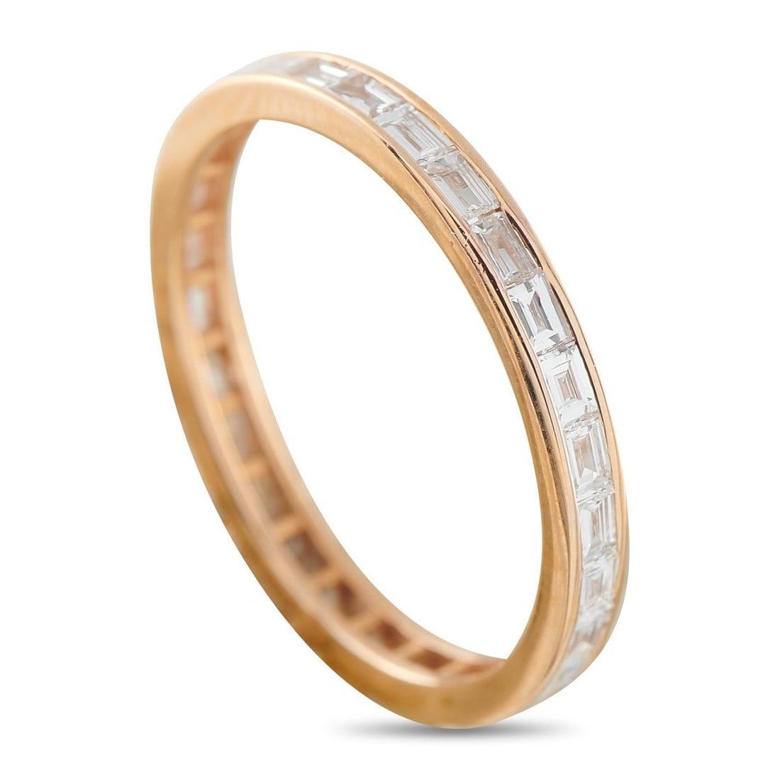 18K ROSE GOLD 0.65CT DIAMOND ETERNITY BAND RING: This eternity band ring is perfectly understated. Sleek, stylish, and ideal for everyday wear, it features Diamonds totaling 0.65 carats and will look elegant when stacked with other luxury pieces. Th