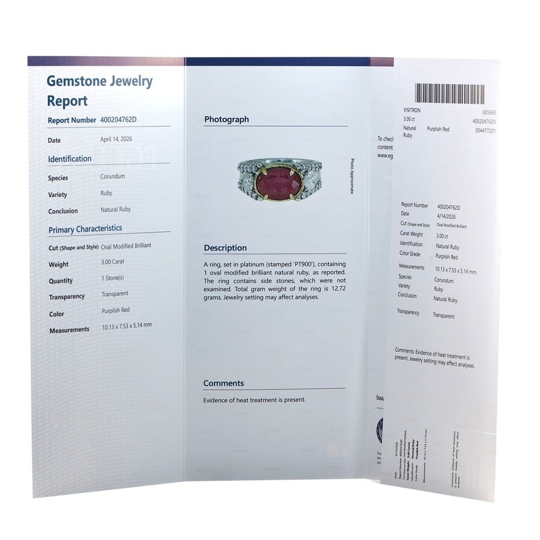 PLATINUM 1.60CT DIAMOND AND RUBY RING - 4