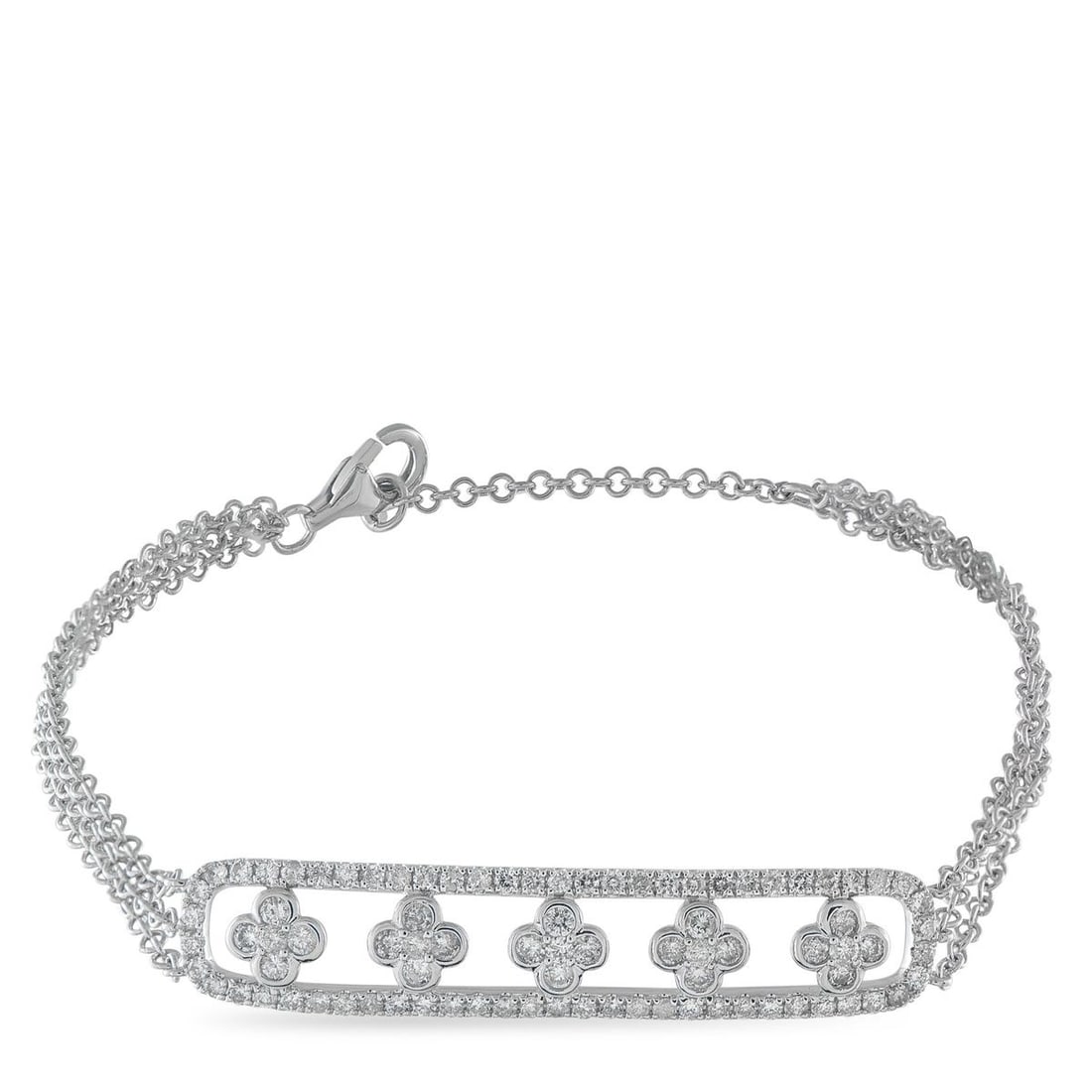14K WHITE GOLD 1.25CT DIAMOND BRACELET: This luxury bracelet is incredibly impactful. At the center of the multilayered chain, an elegant arrangement of Diamonds totaling 1.25 carats allows this piece to effortlessly catch the light. Crafte