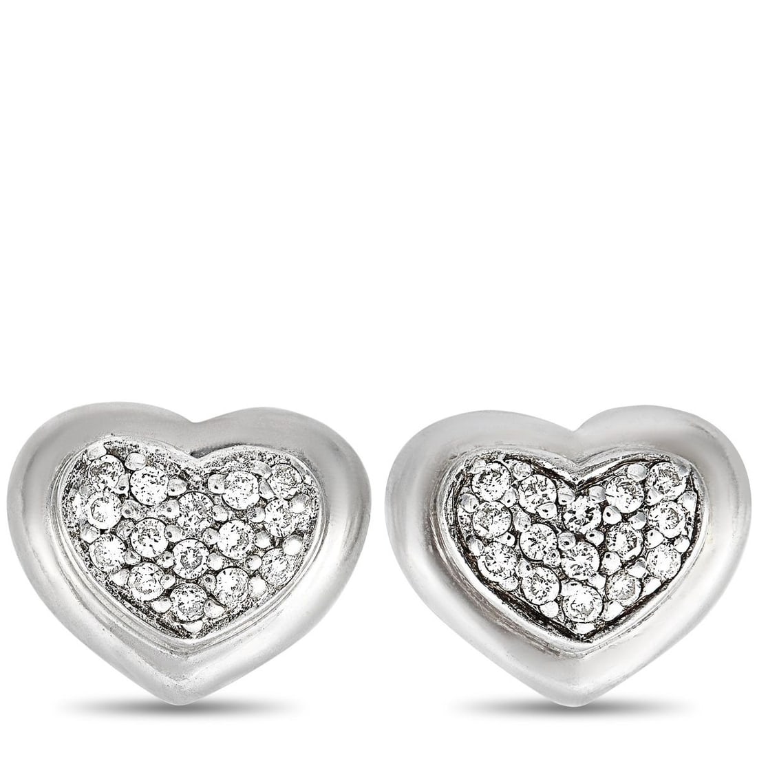 SCOTT KAY STERLING SILVER DIAMOND HEART STUD EARRINGS: These Scott Kay earrings are made out of sterling silver and diamonds that weigh 0.15 carats in total. The earrings measure 0.30 in length and 0.37 in width and each of the two weighs 1.8 grams.Offere