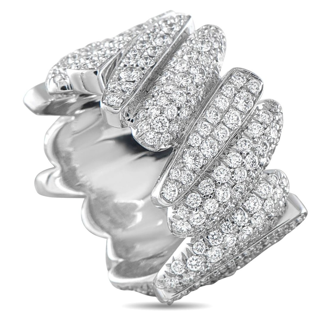 FRED OF PARIS 18K WHITE GOLD 1.92CT DIAMOND CROSSOVER RING (1 of 5)