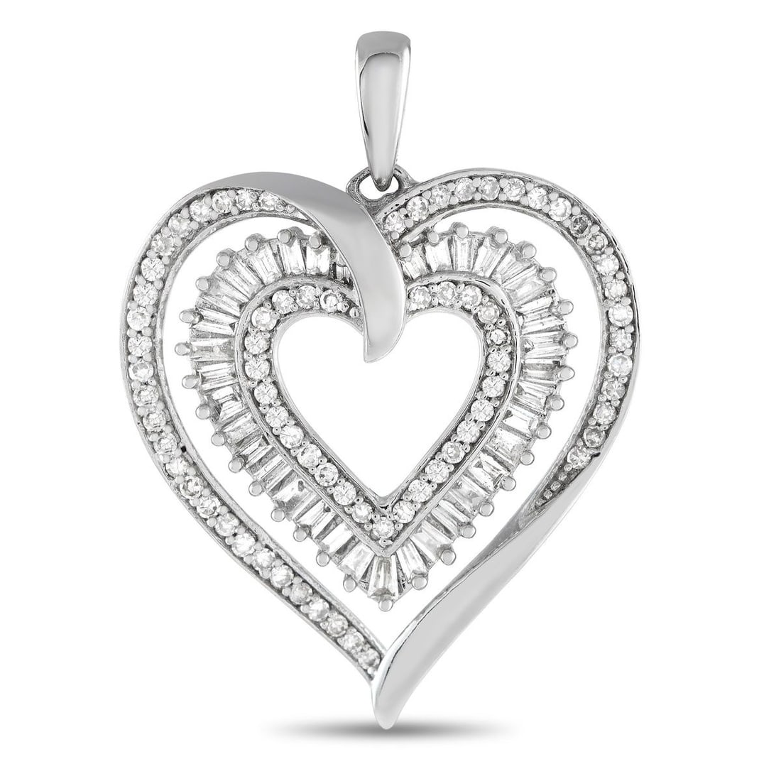 14K WHITE GOLD 0.50CT DIAMOND HEART PENDANT (1 of 3)