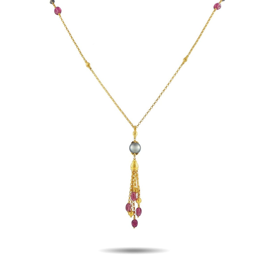 KONSTANTINO 18K YELLOW GOLD TAHITIAN PEARL AND TOURMALINE NECKLACE (1 of 3)
