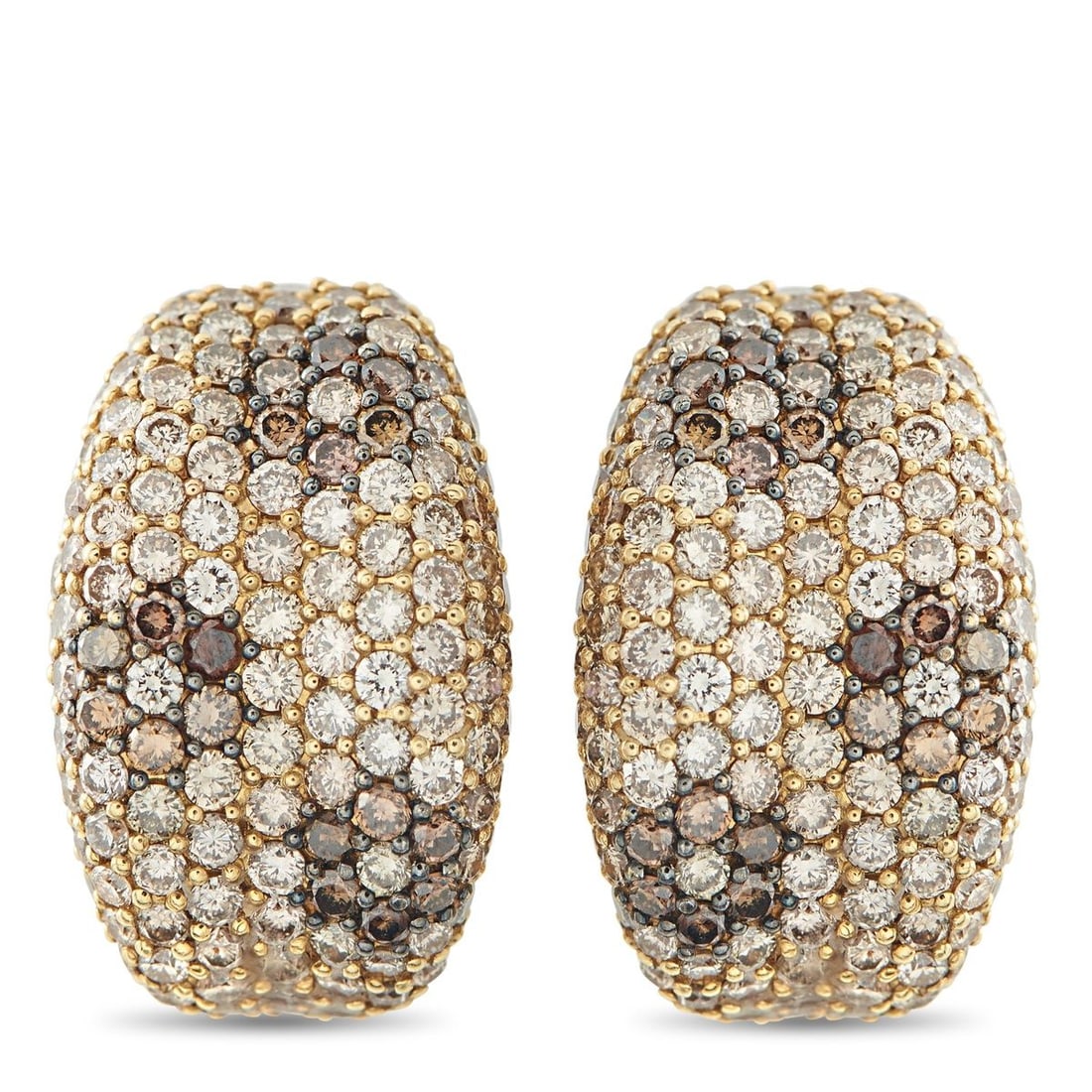 ROBERTO COIN FANTASIA 18K YELLOW GOLD 5.13CT DIAMOND CLIP-ON EARRINGS: These Roberto Coin Fantasia earrings are simply inspired. Set in 18K Yellow Gold, colored Diamonds with a total weight of 5.13 carats emit sparkle and create subtle floral motifs in the dazzling desig