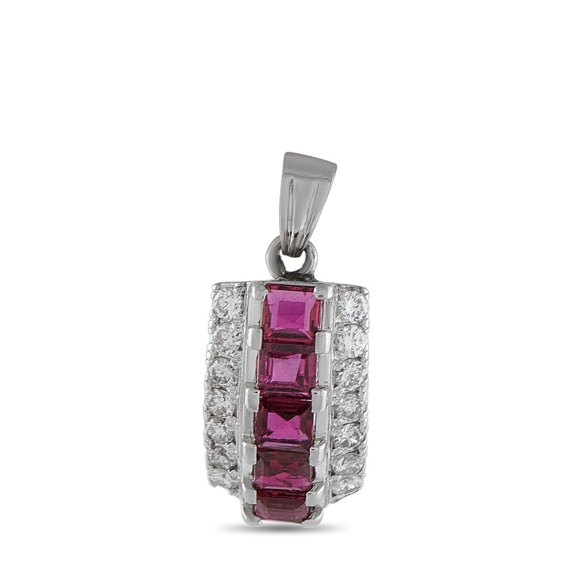 PLATINUM 0.25CT DIAMOND AND RUBY PENDANT (1 of 3)