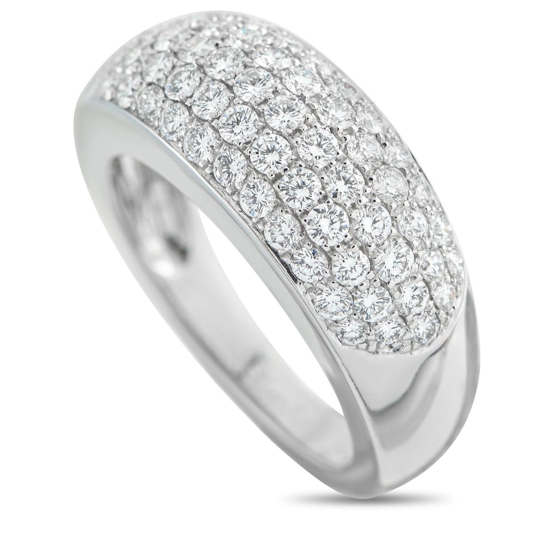 VAN CLEEF & ARPELS 18K WHITE GOLD 1.50CT DIAMOND RING: Add a touch of luxury to any ensemble with this sophisticated Van Cleef & Arpels ring. The domed 18K White Gold setting comes to life thanks to sparkling inset Diamonds with a total weight of 1.50 car