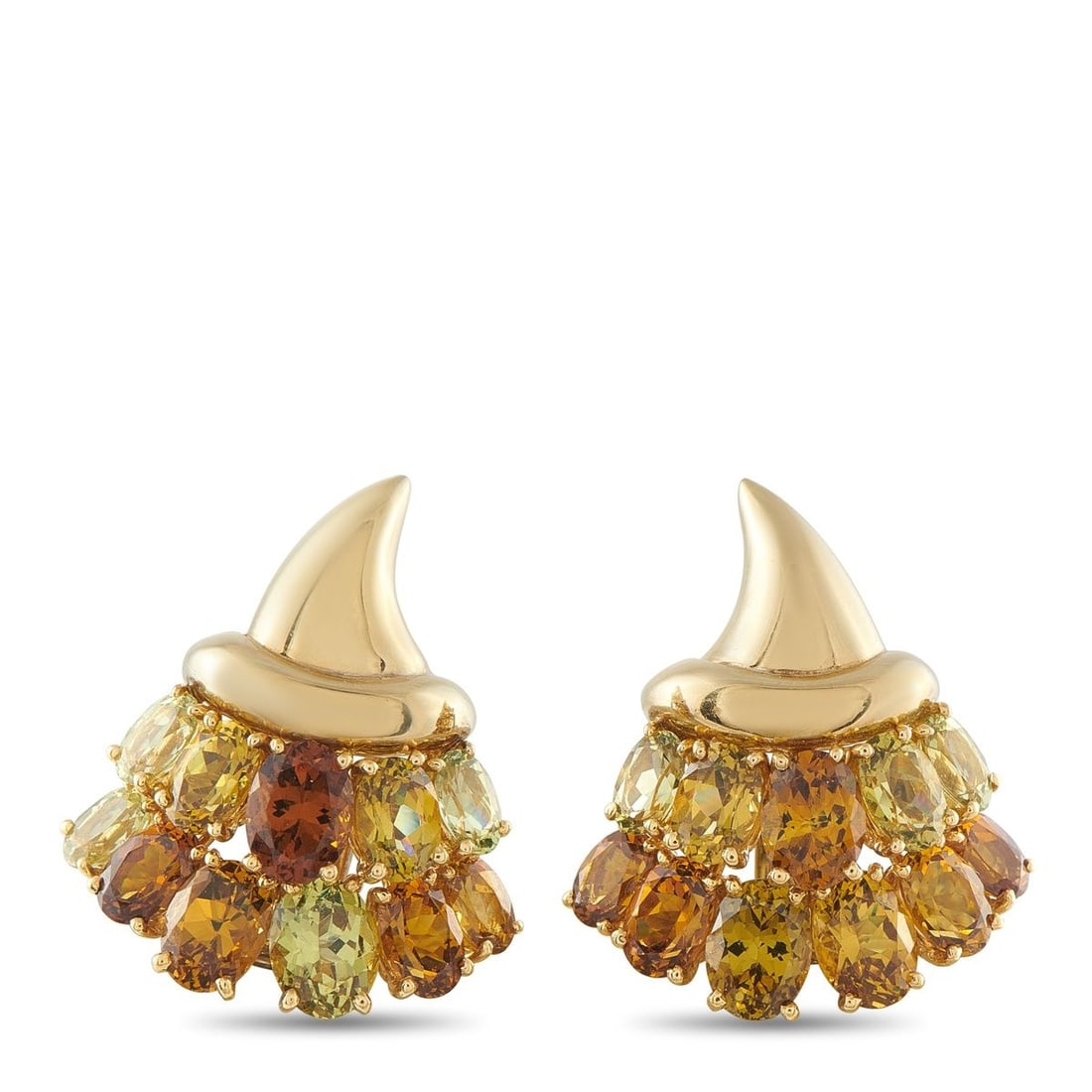 VERDURA 18K YELLOW GOLD GARNET CORNUCOPIA EARRINGS (1 of 4)