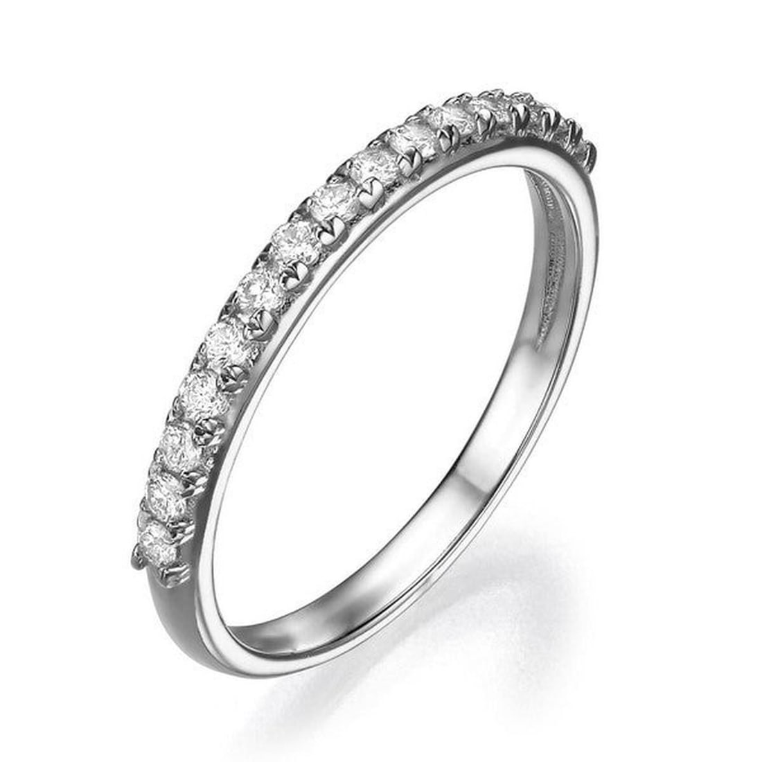 14kt White Gold 0.32ctw Diamond Ring: One 14k white gold ring, set with natural diamond. Jewelry Weight: 1.8Grs Total Diamonds Weight: 0.32Cts Main Stones Description: Quantity: 15 Cut and shape: Round Carats Weight: 0.32 Clarity: VS Colo