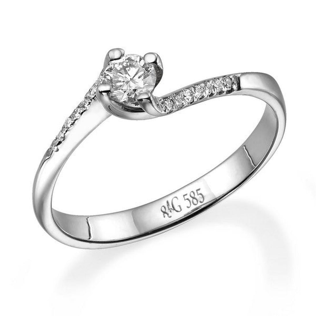 14kt White Gold 0.3ctw Diamond Ring: One 14k white gold ring, set with natural diamond. Jewelry Weight: 2.2Grs Total Diamonds Weight: 0.3Cts Main Stones Description: Quantity: 1 Cut and shape: Round Carats Weight: 0.3 Clarity: VS Color: 
