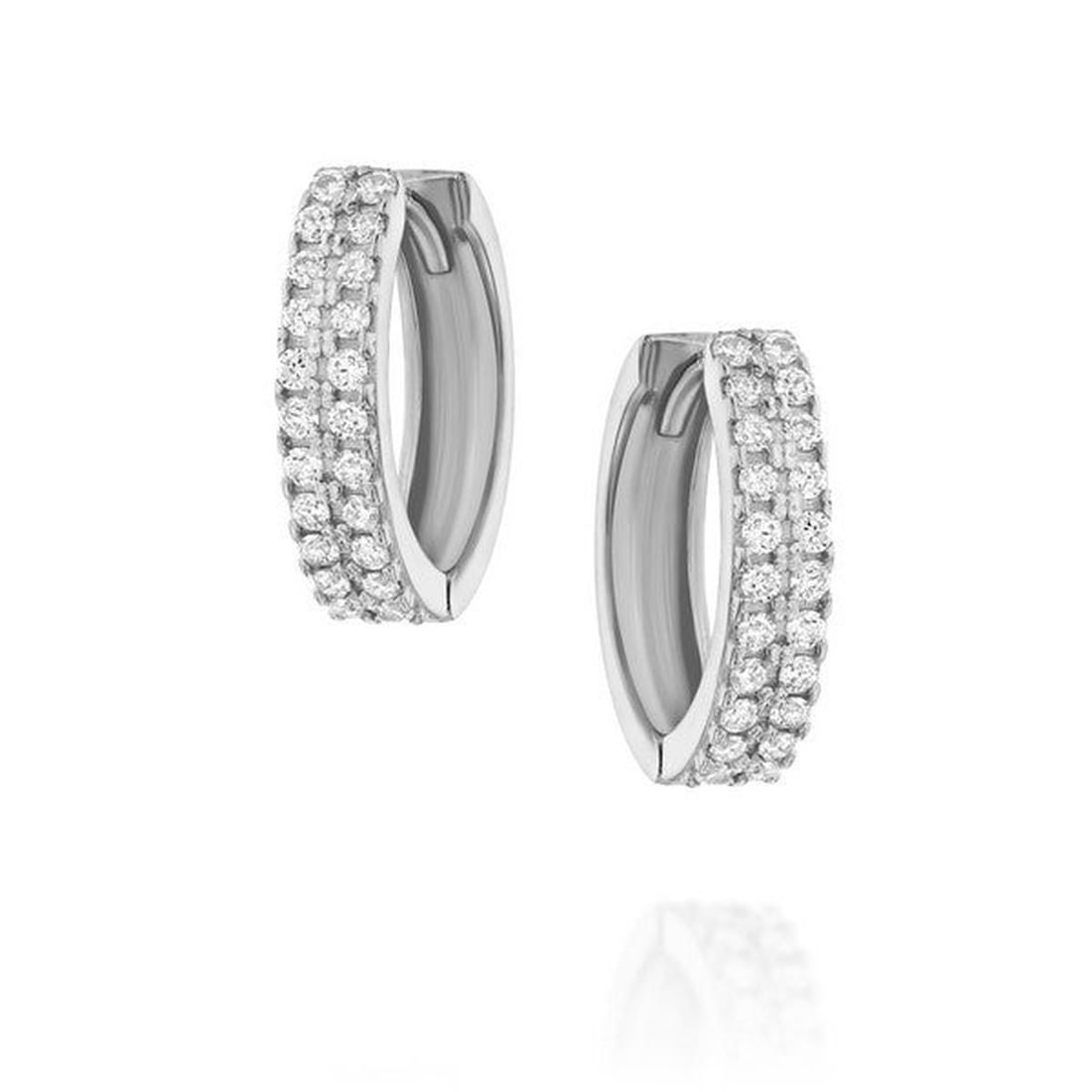 14kt White Gold 0.26ctw Diamond Earrings: One pair of 14k white gold earrings Jewelry Weight: 3Grs Total Diamonds Weight: 0.26Cts Main Stones Description: Quantity: 44 Cut and shape: Round Carats Weight: 0.26 Clarity: VS Color: F DSL Appraise