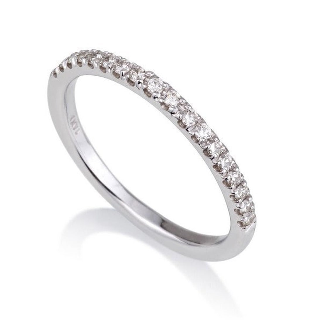 14kt White Gold 0.27ctw Diamond Ring: One 14k white gold ring, set with natural diamond. Jewelry Weight: 1.7Grs Total Diamonds Weight: 0.27Cts Main Stones Description: Quantity: 15 Cut and shape: Round Carats Weight: 0.27 Clarity: VS Colo