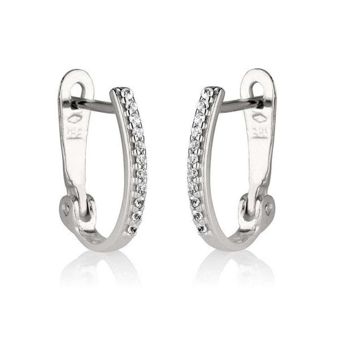 14kt White Gold 0.13ctw Diamond Earrings: One pair of 14k white gold earrings Jewelry Weight: 2.2Grs Total Diamonds Weight: 0.13Cts Main Stones Description: Quantity: 22 Cut and shape: Round Brilliant Carats Weight: 0.13 Clarity: VS Color: F 