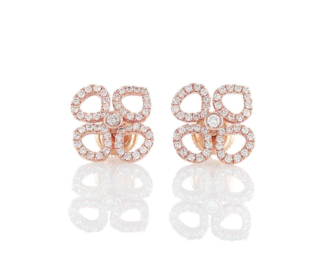 14kt Rose Gold 0.53ctw Diamond Earrings: Jewelry Description Description: One 14k rose gold earrings, set with natural diamonds. Jewelry Weight: 2.68 Grs Total Diamonds Weight: 0.53 Cts Precious Metal: 14kt Rose Gold Certificate Number: DSL-