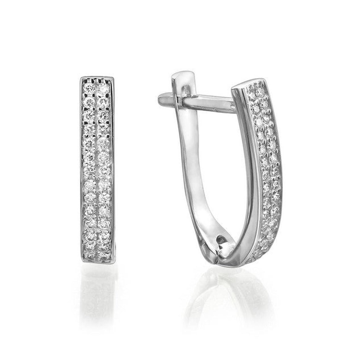 14kt White Gold 0.33ctw Diamond Earrings: One pair of 14k white gold earrings Jewelry Weight: 2.9Grs Total Diamonds Weight: 0.33Cts Main Stones Description: Quantity: 56 Cut and shape: Round Carats Weight: 0.33 Clarity: VS Color: F DSL