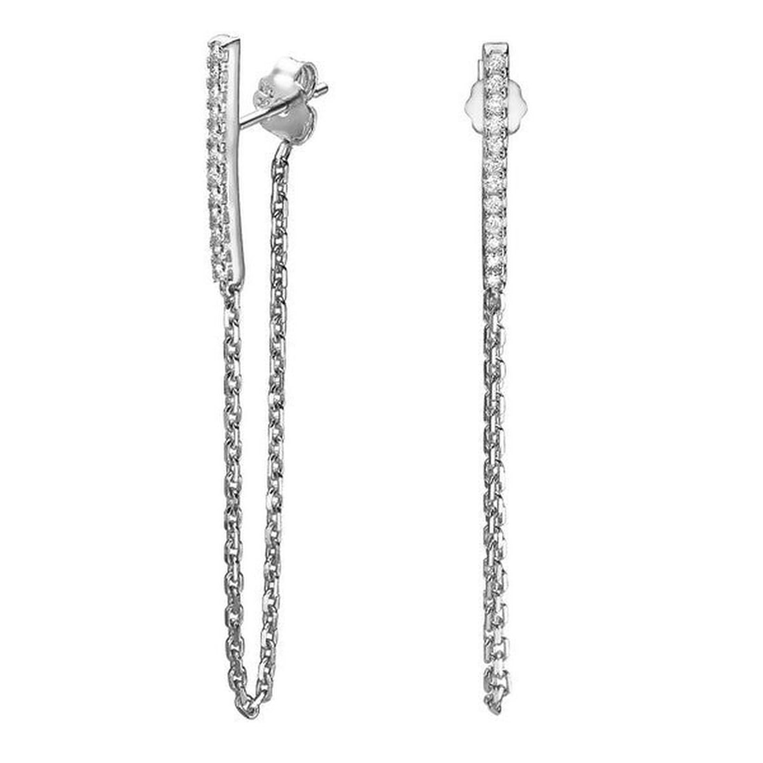 14kt White Gold 0.13ctw Diamond Earrings: One pair of 14k white gold earrings Jewelry Weight: 1.9Grs Total Diamonds Weight: 0.13Cts Main Stones Description: Quantity: 24 Cut and shape: Round Carats Weight: 0.13 Clarity: VS Color: F DSL Apprai