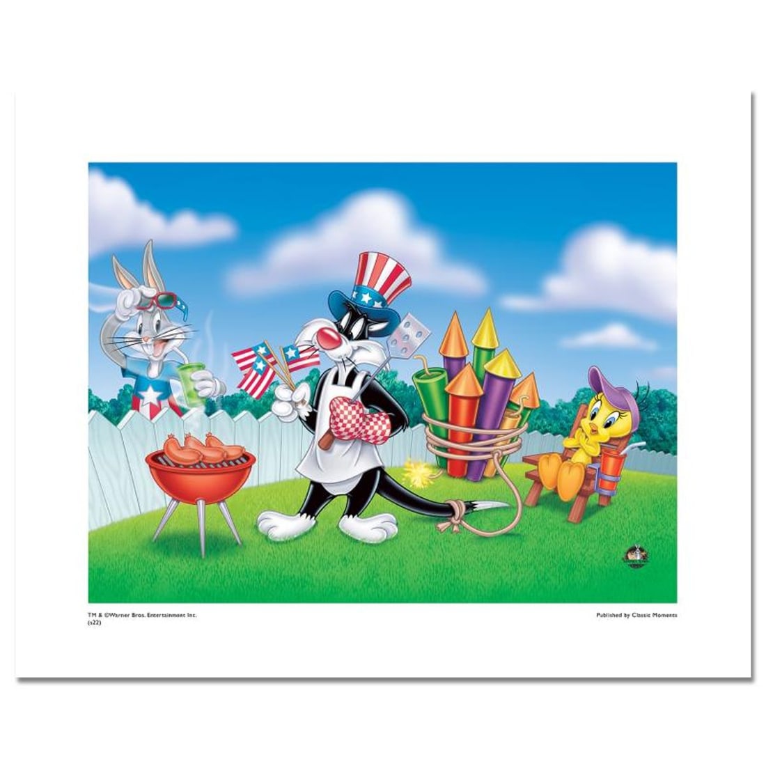 Looney Tunes, "Sylvester Cookout" Numbered Limited Edition with Certificate of Authenticity.: Sylvester Cookout is a licensed limited edition giclee on paper featuring the classic Looney Tunes characters Sylveter, Bugs Bunny, and Tweety. It comes numbered, with hologram seal, and a Certificate