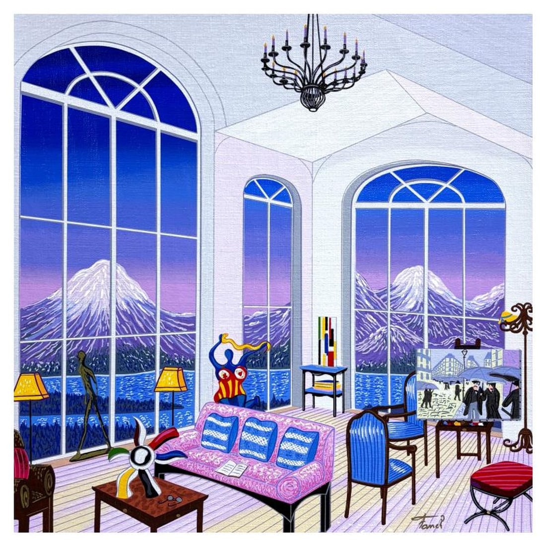 Fanch Ledan, "Interior with Caillebotte" Limited Edition Serigraph on Canvas, AP Numbered and Hand: Interior with Caillebotte is a limited edition serigraph on canvas by Fanch Ledan, AP numbered and hand signed by the artist. Includes Certificate of Authenticity. Measures approx. 13.5" x 13.5" (imag