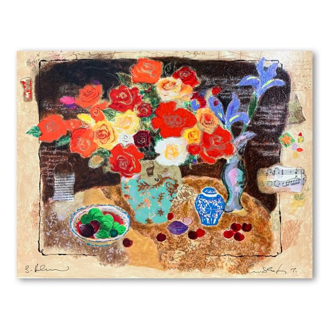 Alexander Galtchansky (1959-2008) and Tanya Wissotzky (1959-2006), "Chinese Vase" Hand Signed: Chinese Vase is a limited edition serigraph on deckle edged paper by Alexander Galtchansky (1959-2008) and Tanya Wissotzky (1959-2006). It is numbered and hand signed and includes a letter of authenti