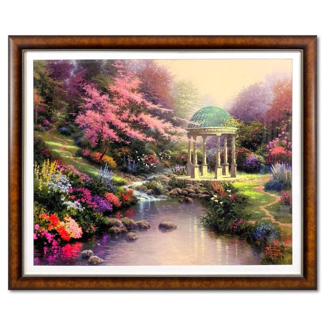 Thomas Kinkade (1958-2012), "Pools of Serenity" Framed Limited Edition Lithograph, Numbered and: Pools of Serenity is an limited edition offset lithograph on paper by Thomas Kinkade (1958-2012), numbered and bearing Kinkade's authorized signature. This piece comes framed. Letter of Authenticity. 