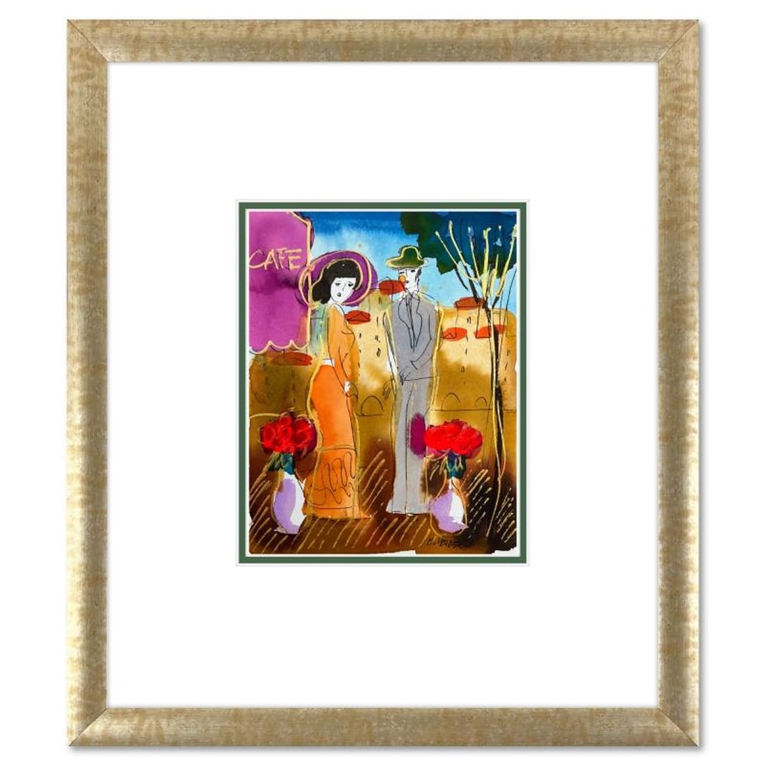Moshe Leider, Framed Original Mixed Media Watercolor Painting, Hand Signed with Letter of: This is an original mixed media watercolor painting on paper by Moshe Leider. Hand signed by the artist, this piece comes custom framed and includes a Letter of Authenticity. Measures approximately 15
