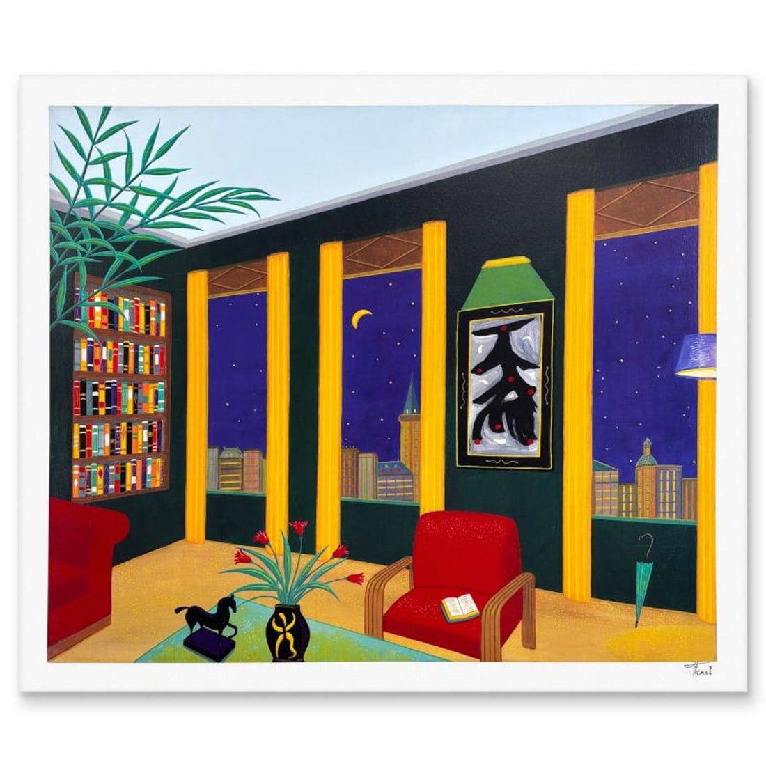 Fanch Ledan, "Interior with Abstract" Limited Edition Serigraph, AP Numbered and Hand Signed with: Interior with Abstract is a limited edition serigraph on paper by Fanch Ledan, AP numbered and hand signed by the artist. Includes Letter of Authenticity. Measures approx. 19.5" x 23.5" (border), 17.5