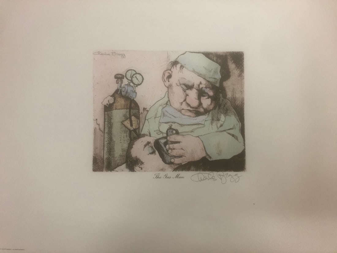 Charles Bragg- Hand watercolor over lithograph on paper "Unknown" (1 of 1)