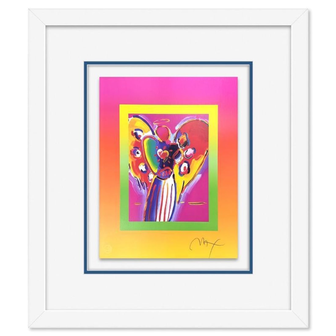 Peter Max, "Angel with Heart on Blends II" Framed Limited Edition Lithograph, Numbered and Hand: Angel with Heart on Blends II is a limited edition lithograph on paper by Peter Max, numbered and hand signed by the artist. This piece comes framed. Includes Certificate of Authenticity from Peter Ma