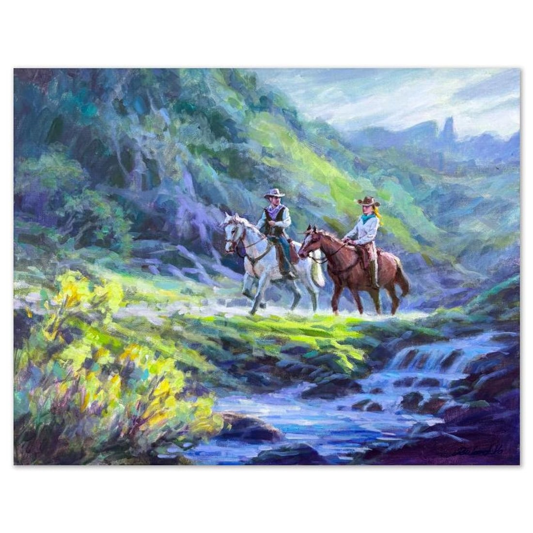 Richard Ho, "Heading Up River" Original Acrylic Painting on Canvas, Hand Signed with Letter of (1 of 2)