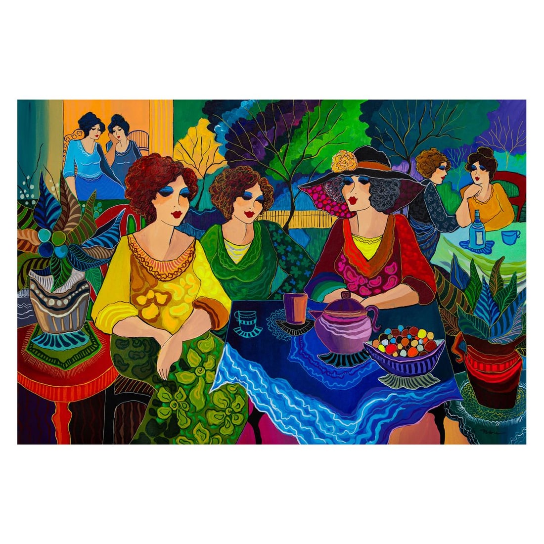 Patricia Govezensky- Original Acrylic on Canvas "Garden Reflections": Artist: Patricia Govezensky. Medium: Original Acrylic on Canvas. Title: Garden Reflections. Size: 24" x 36". Signature: Hand Signed by the Artist. Certificate of Authenticity: Is included. Reference#: