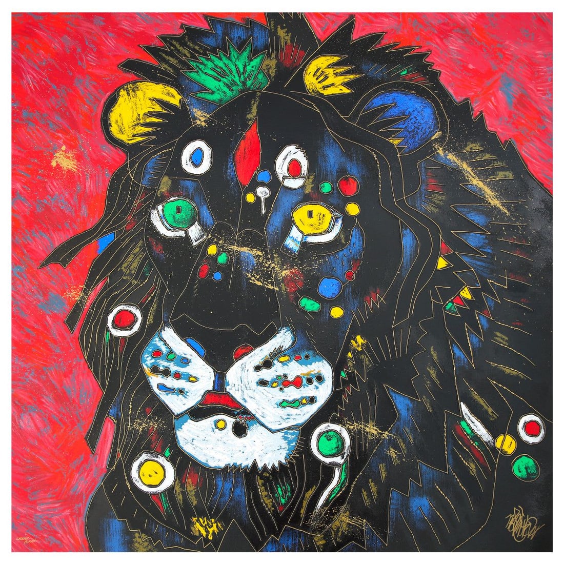 Jian Tie Feng- Serigraph "King": Artist: Jian Tie Feng. Medium: Serigraph. Title: King. Size: 36" x 36". Signature: Hand Signed and Numbered. Reference#: 80552.