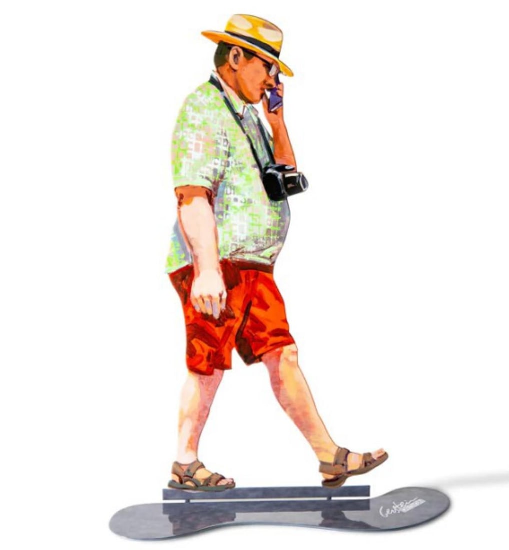 David Gerstein- Free Standing Sculpture "WALKIE-TALKIE": Artist: David Gerstein. Medium: Free Standing Sculpture. Title: WALKIE-TALKIE. Size: 16.3" x 9.6". Signature: Signed. Certificate of Authenticity: Is included. Additional: This piece is free standing 