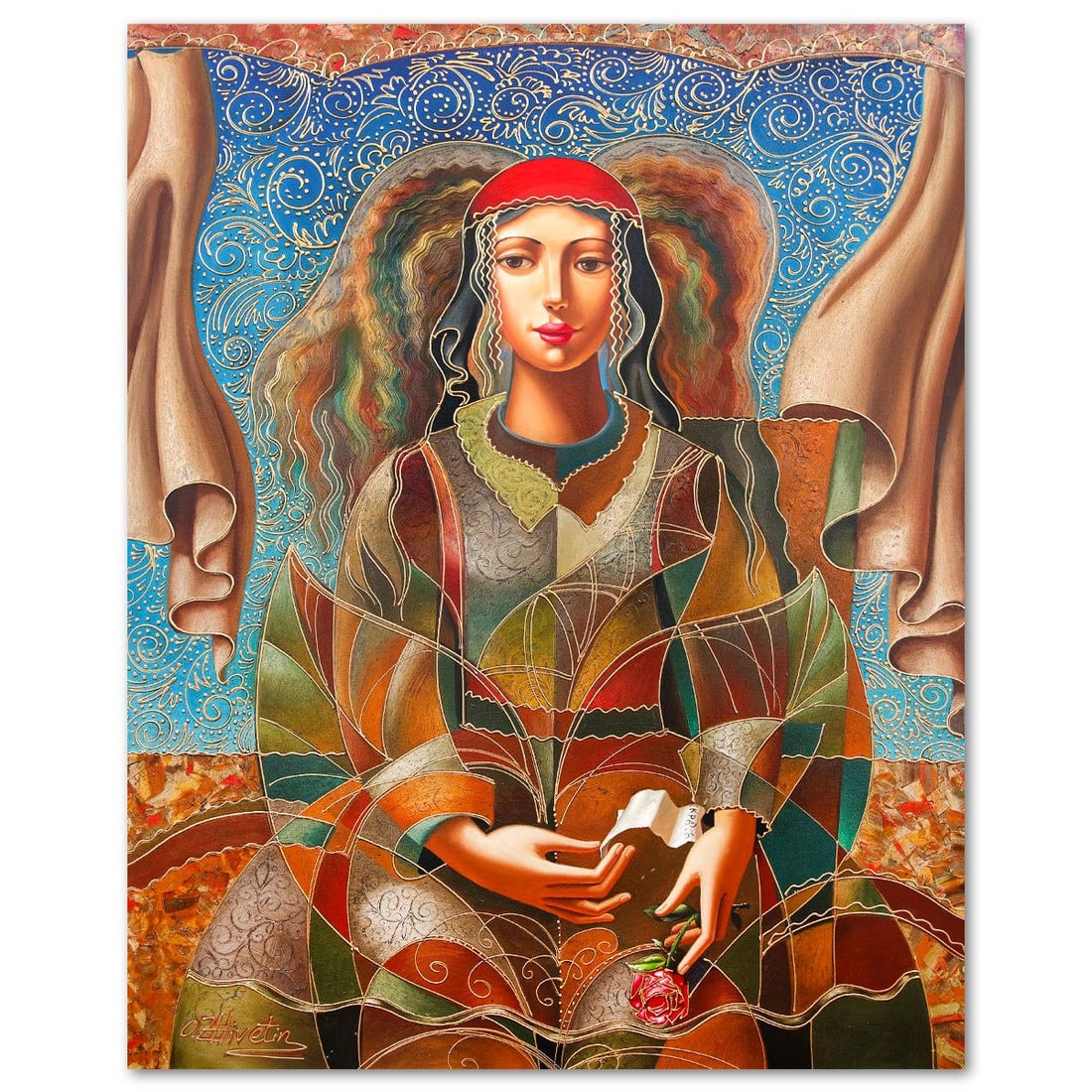 Oleg Zhivetin- Original Oil on Canvas "Promising Letter": Artist: Oleg Zhivetin. Medium: Original Oil on Canvas. Title: Promising Letter. Size: 60" x 48". Signature: Hand Signed. Reference#: 74472.
