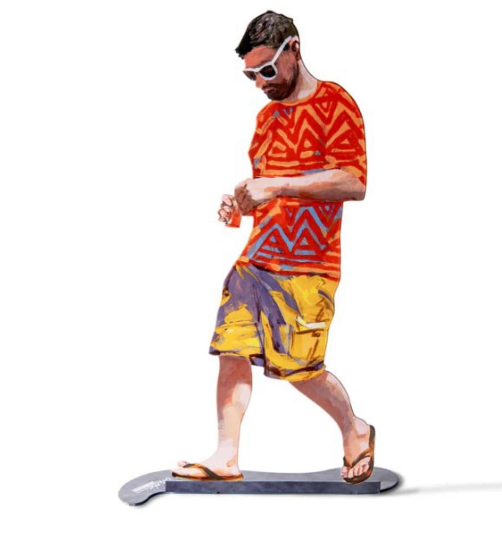 David Gerstein- Free Standing Sculpture "ORANGE SHIRT": Artist: David Gerstein. Medium: Free Standing Sculpture. Title: ORANGE SHIRT. Size: 16.3" x 9.4". Signature: Signed. Certificate of Authenticity: Is included. Additional: This piece is free standing s