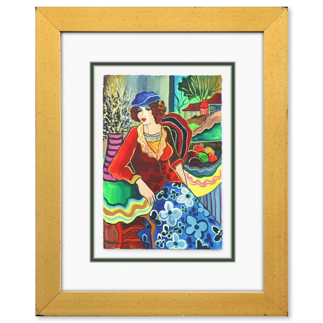 Patricia Govezensky- Original Watercolor "Gabriela": Artist: Patricia Govezensky. Medium: Original Watercolor. Title: Gabriela. Size: 11" x 7.5". Measures approx. 19" x 16" (framed). Signature: Hand signed by the artist. Certificate of Authenticity: Is 