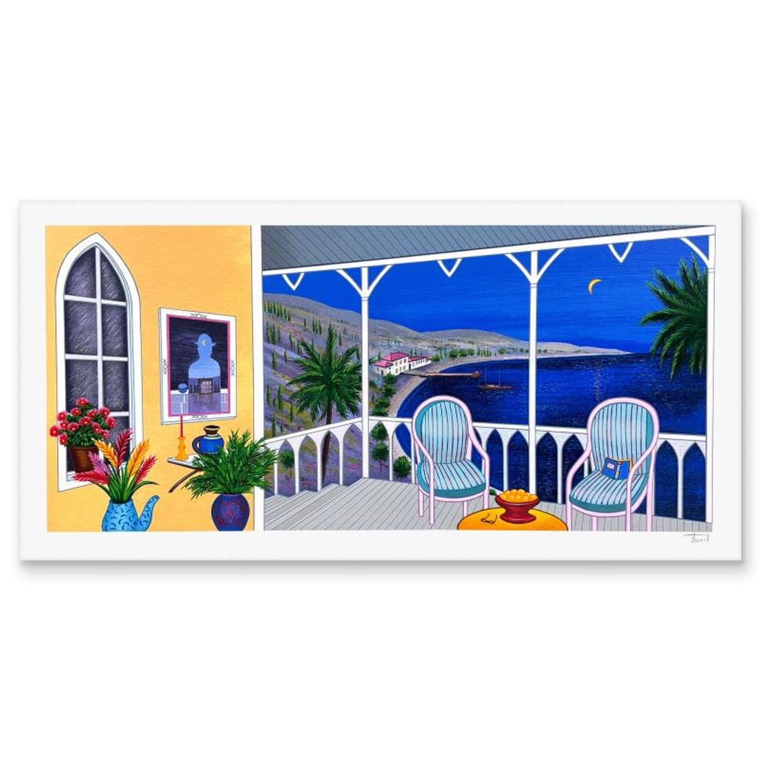 Fanch Ledan, "Summer Night in Acapulco" Limited Edition Serigraph, AP Numbered and Hand Signed with: Summer Night in Acapulco is a limited edition serigraph on paper by Fanch Ledan, AP numbered and hand signed by the artist. Includes Letter of Authenticity. Measures approx. 15" x 30" (border), 12.5" 