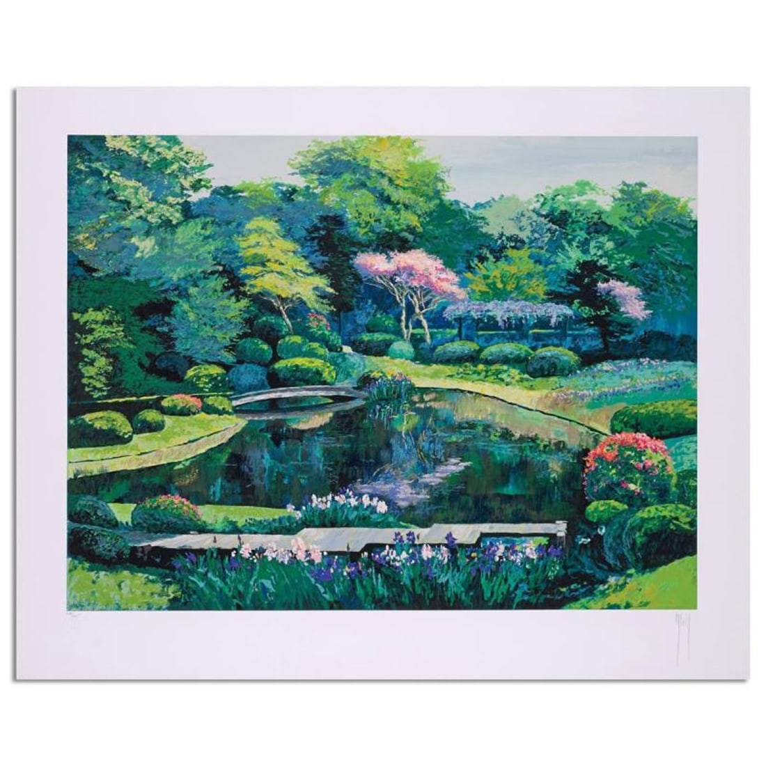Mark King (1931-2014), "Koi Pond" Hand Signed Limited Edition Serigraph with Letter of Authenticity.: Koi Pond is a limited edition serigraph on paper by Mark King (1931-2014). Hand signed and numbered, this piece comes with a letter of authenticity and measures approximately 27" x 36" (image). Refere